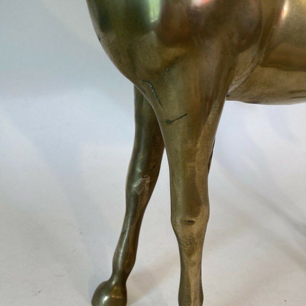 Vintage Large Brass Longneck(?) Horse 13.5 Inches - Picture 3 of 9